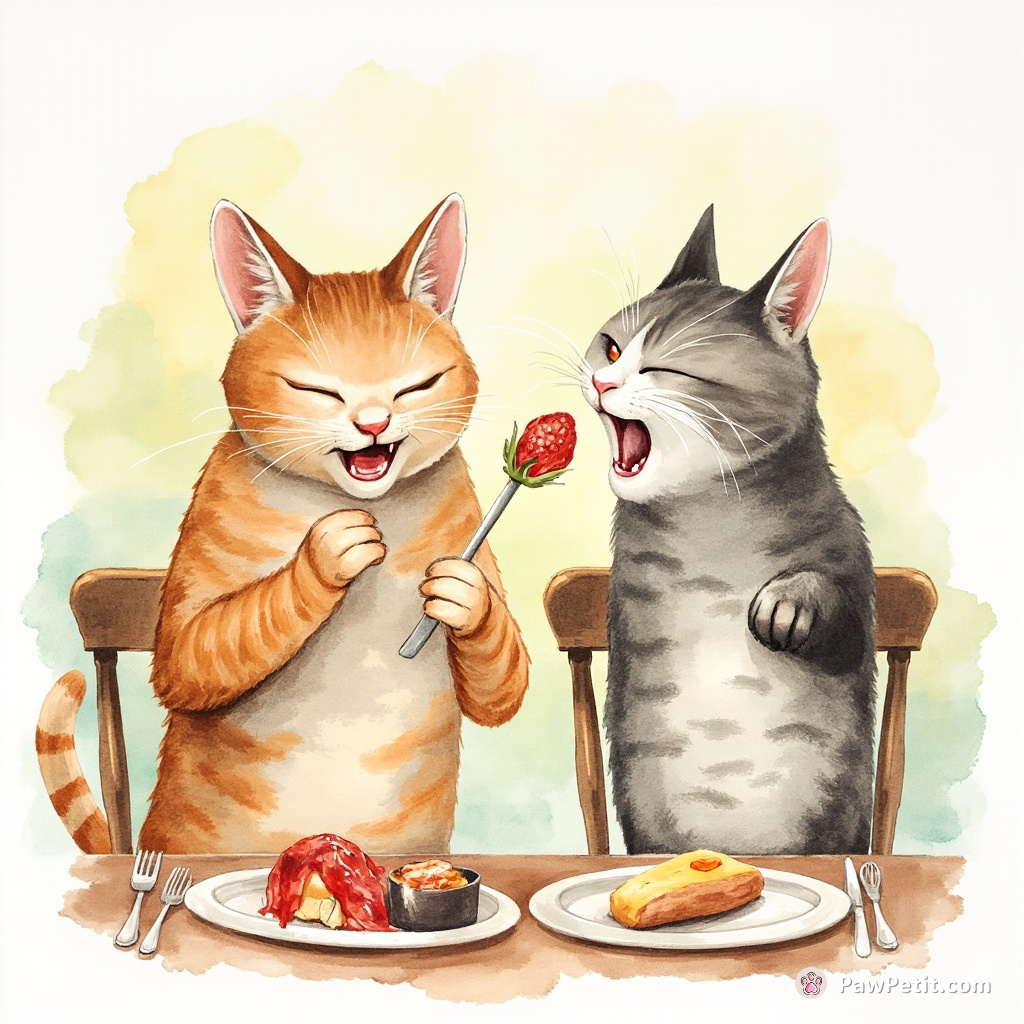 Cat-led brunch: torturing human with mangled, pepper-sprayed rodents, thinks that's 'fine dining' equivalent to sushi.