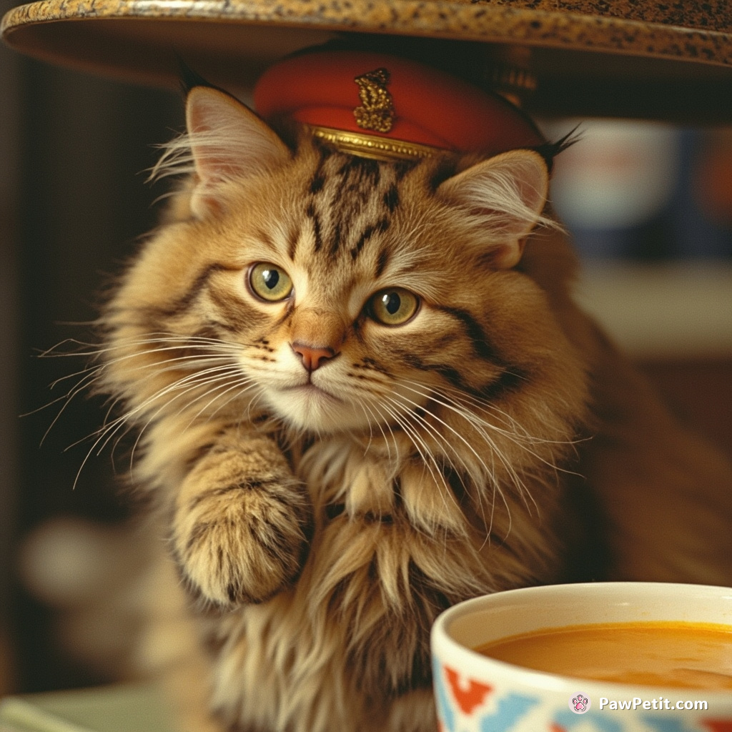 Ceiling bound, Garfield single-pawedly knocked the town bomber’s cap in his soup; acclaimed unknowingly as human hero.