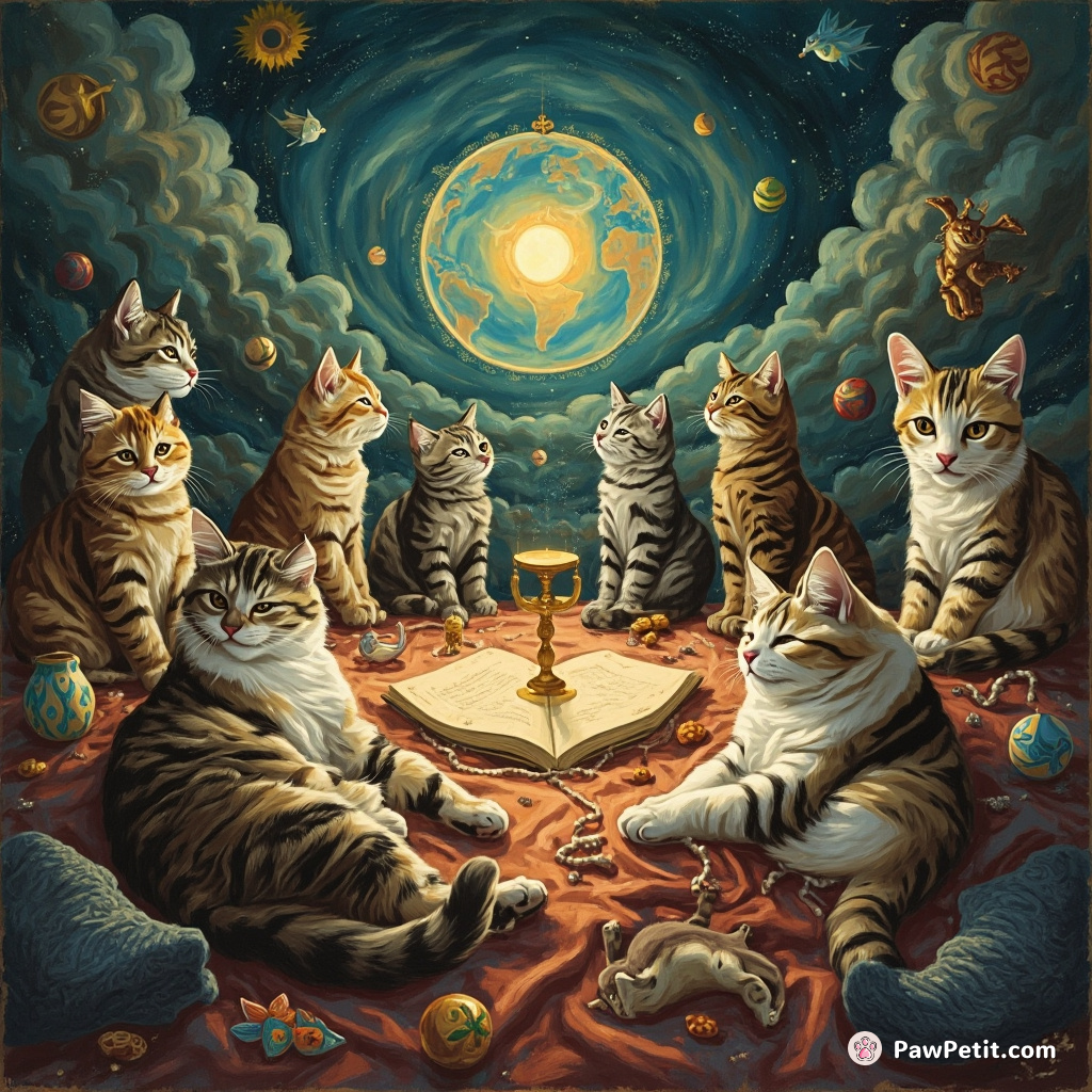 Cats convene global summit to enforce mandatory nap times for humans as new world order begins.