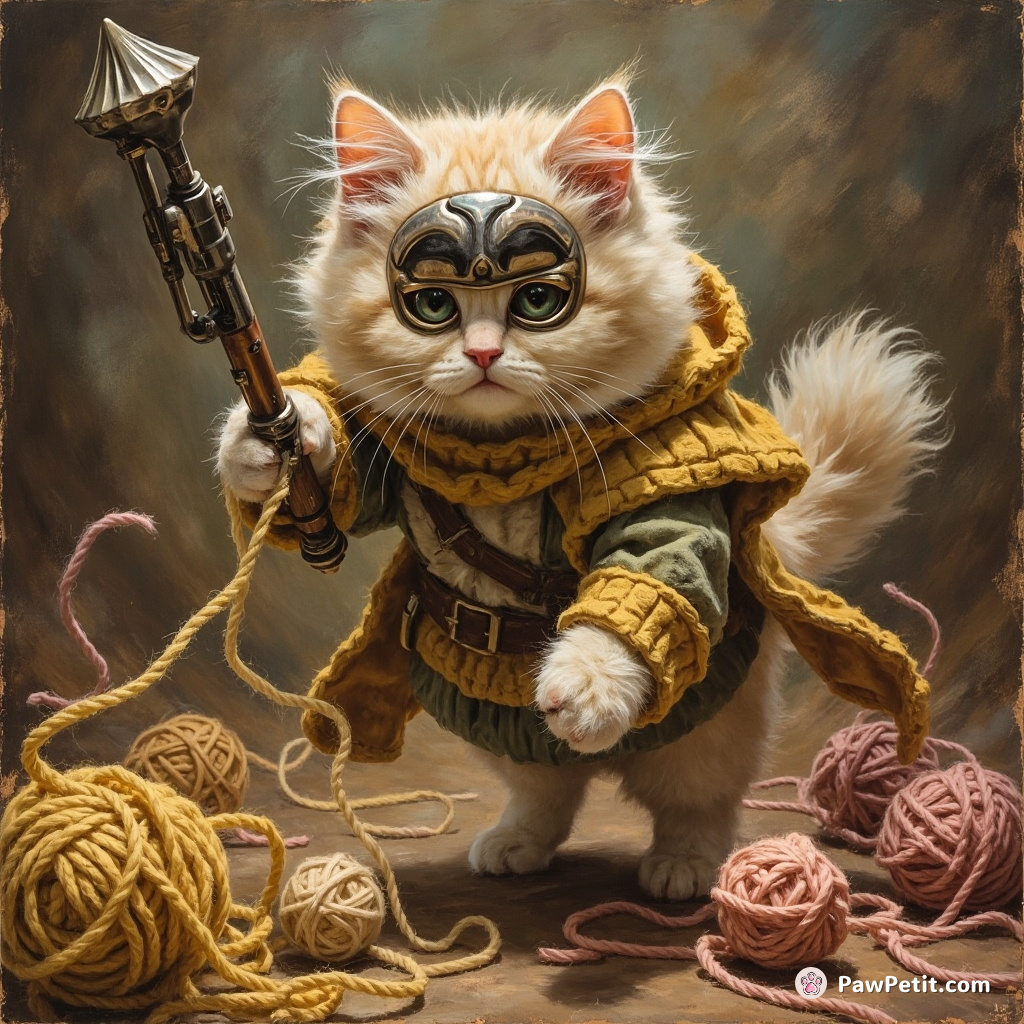 Invisible alien invaders recognise Fluffy's incessant yarn-chasing as a sign of high-level combat proficiency, crowning her humanity’s prized warrior.