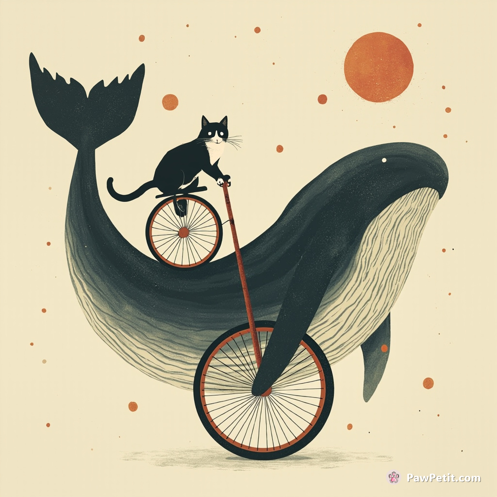 Cat on a unicycle journeying within the digestive system of an ancient cosmic whale.