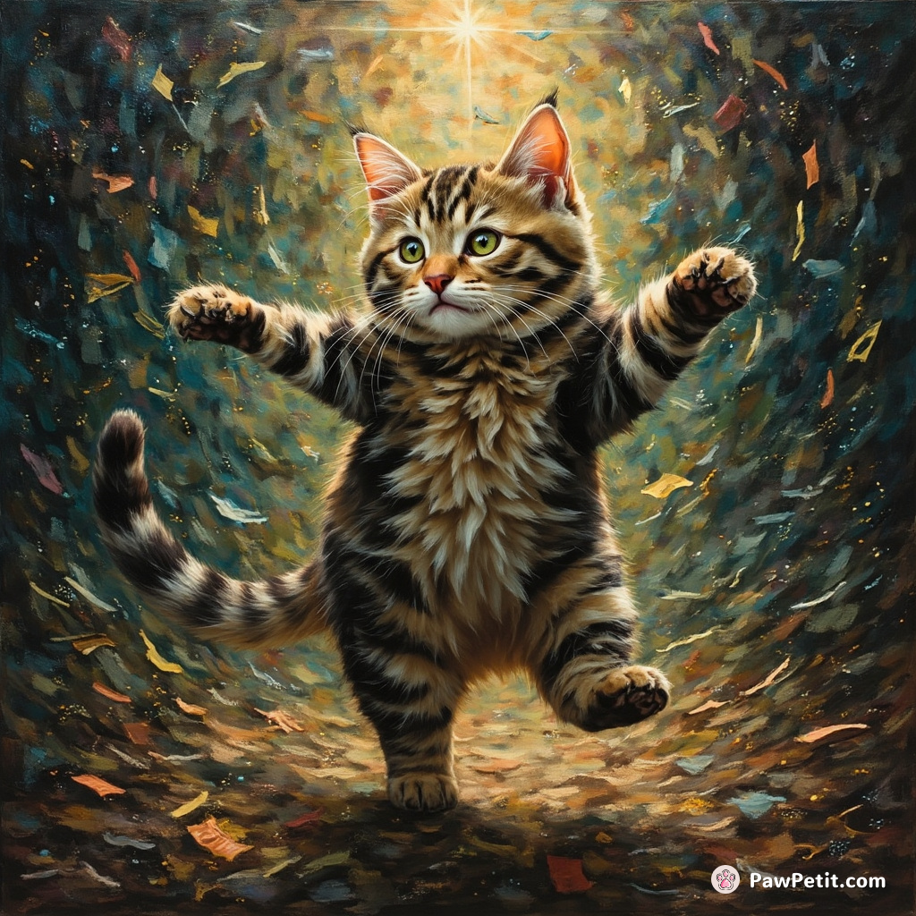The digital cat dances through streams of code, weaving through the fabric of its virtual world.