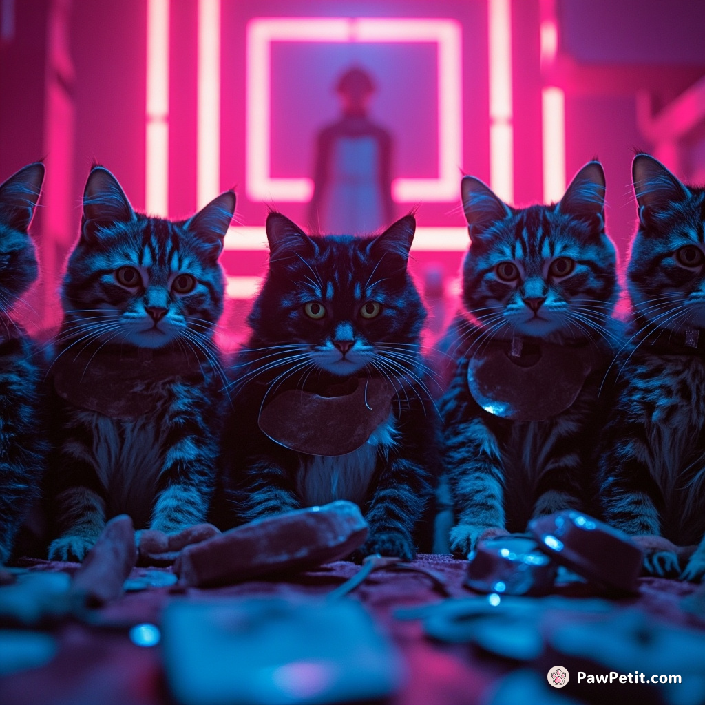Cats convene in the Supreme Feline Council, dictating laws and enforcing human labor for tuna production.