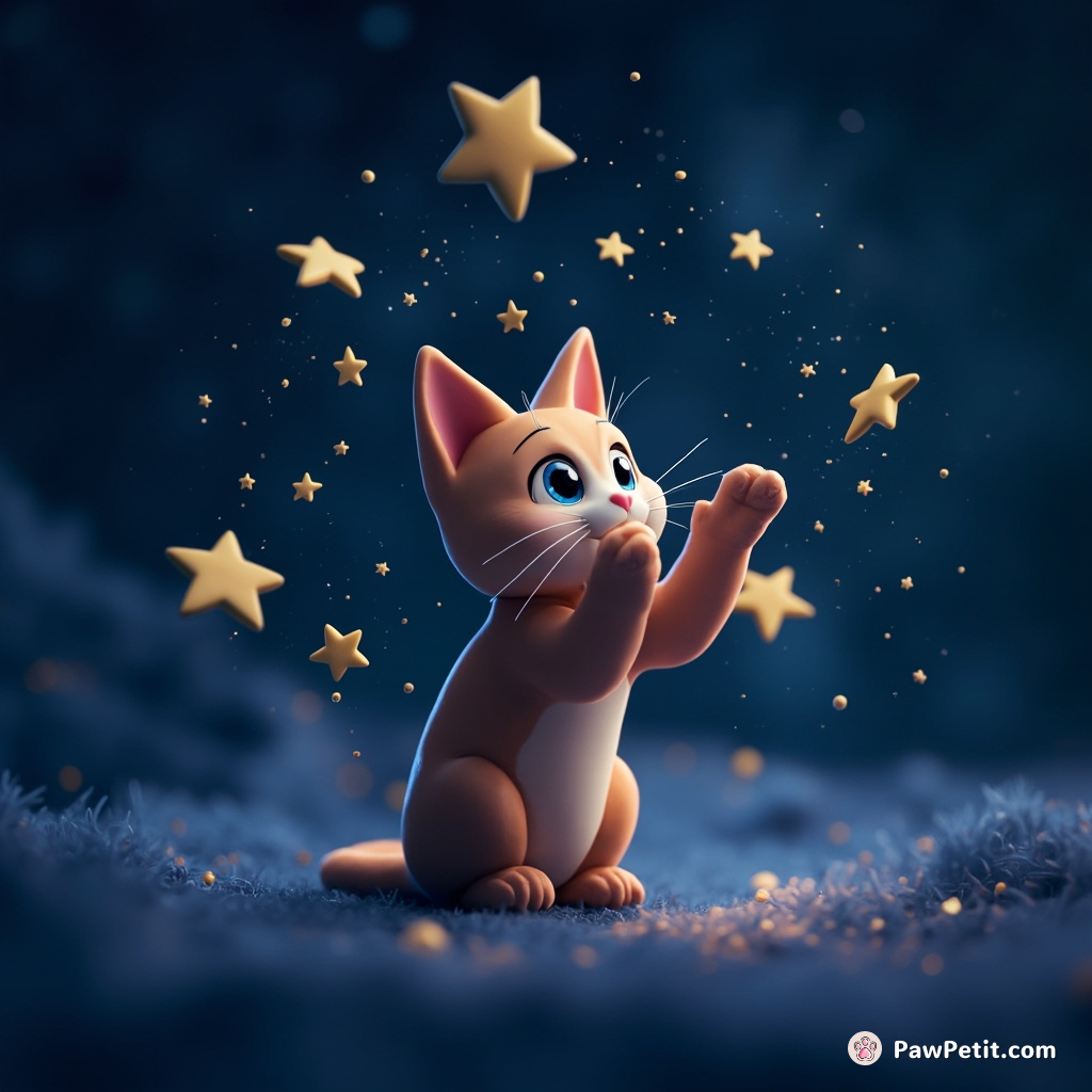 A constellation cat rearranging stars in outer space.