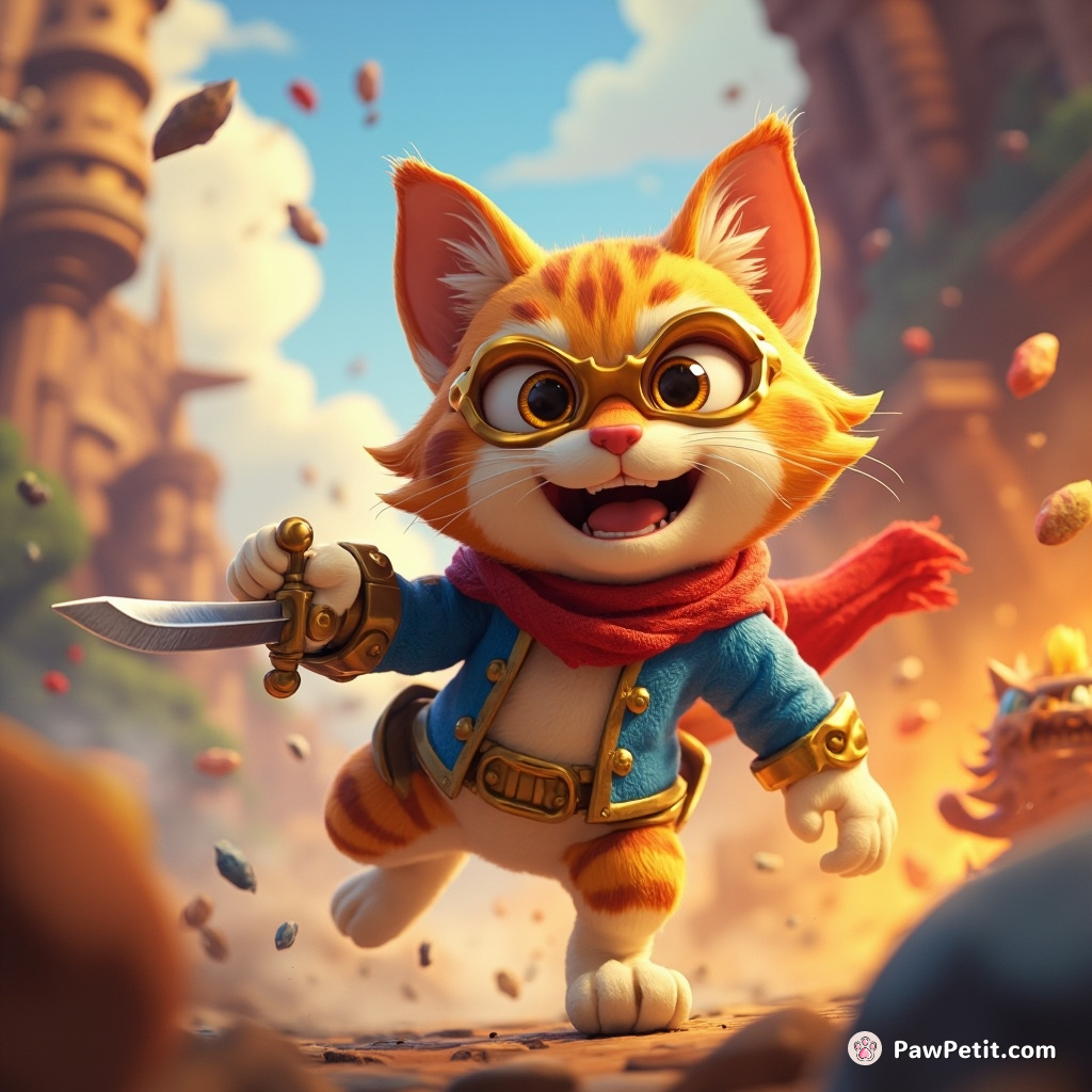 In "The Adventures of Whiskers Galore", a daydreaming tomcat battles. He heroically swipes with his tiny paw, saving the kingdom.