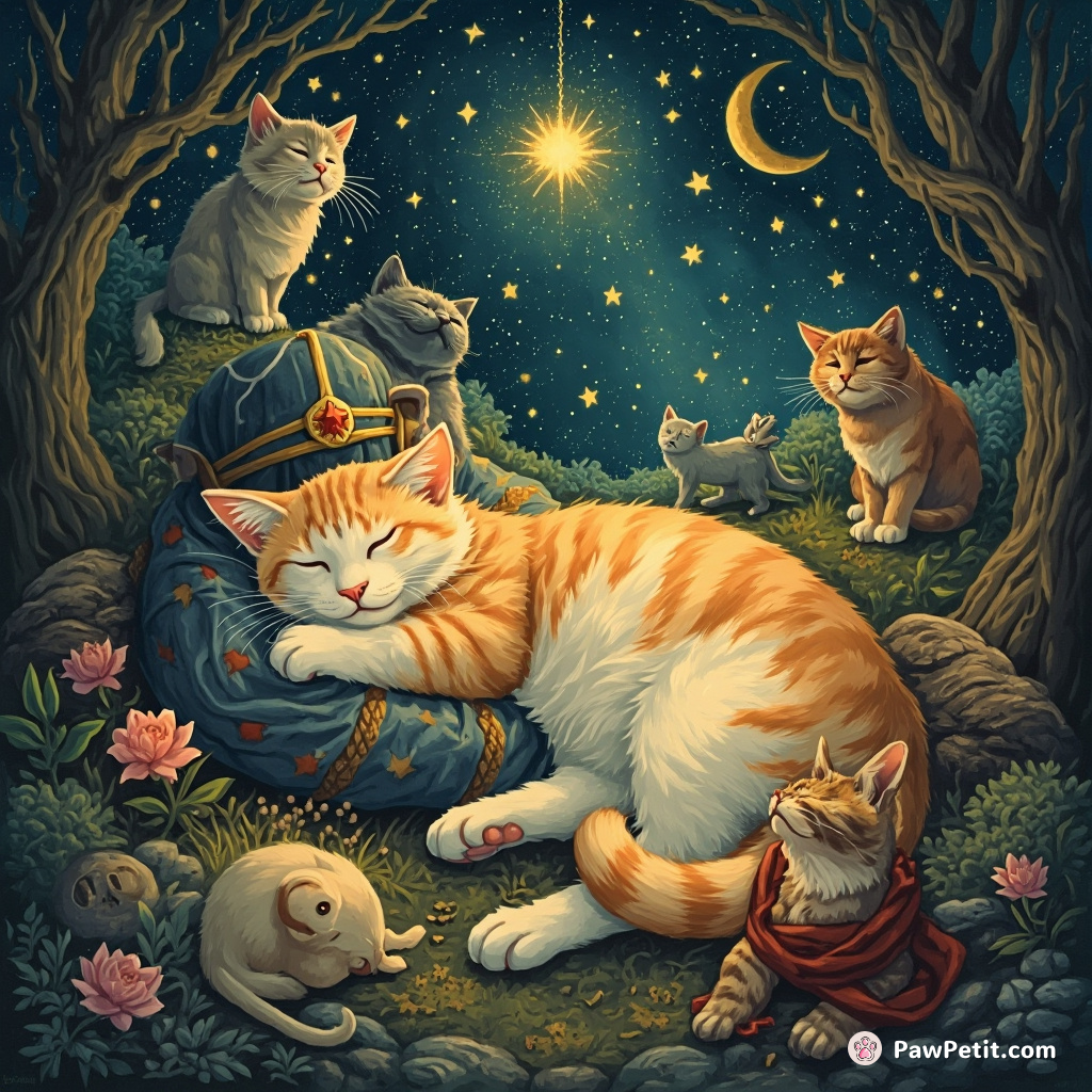 In a bizarre twist, a cat's napping becomes a symbol of peace, uniting warring factions under its tranquil aura.
