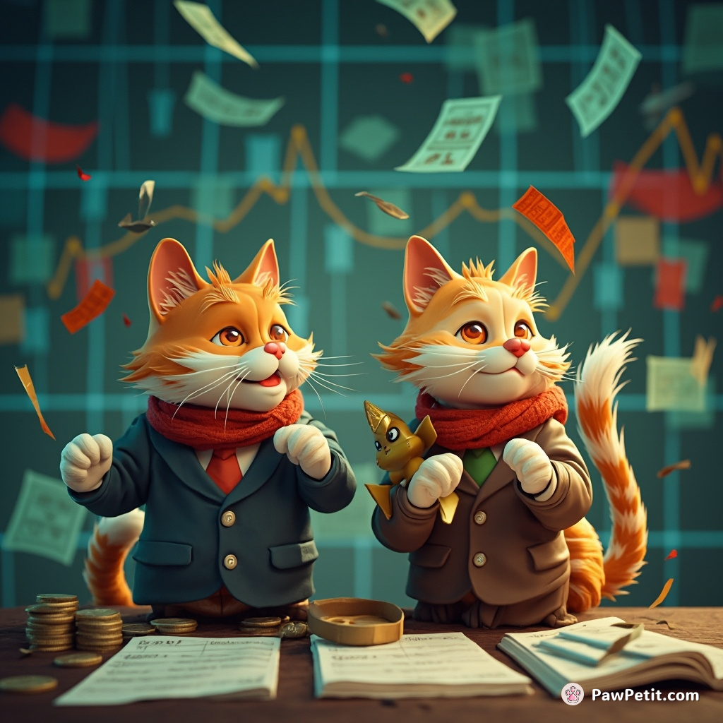 Cats secretly manipulating the stock market, making trillion-dollar decisions with a bat of their expertly underplayed paws.