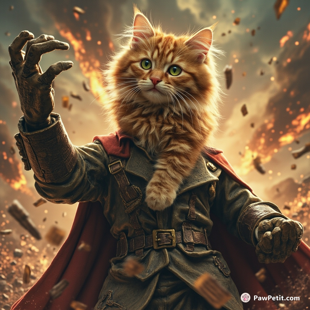 A cat topples a villain's statue, hailed as a hero for "defeating" the long-feared tyrant.