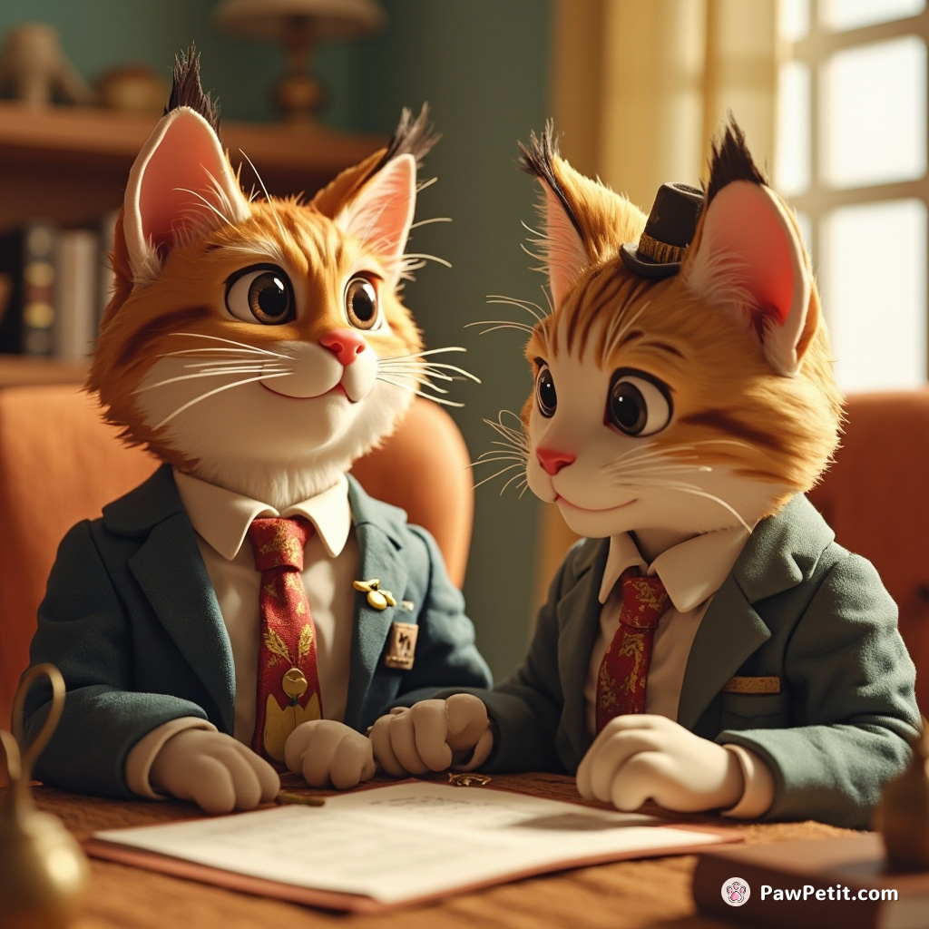 Whiskers twitched as a feline diplomat negotiated a peace treaty with a human mayor.