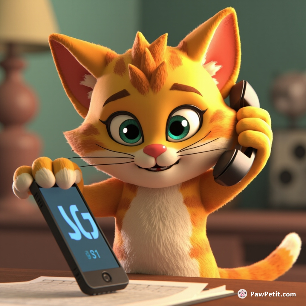 Cat tries to mimic a business call, unwittingly dialing 911 with frantic paw tapping on an abandoned cellphone.