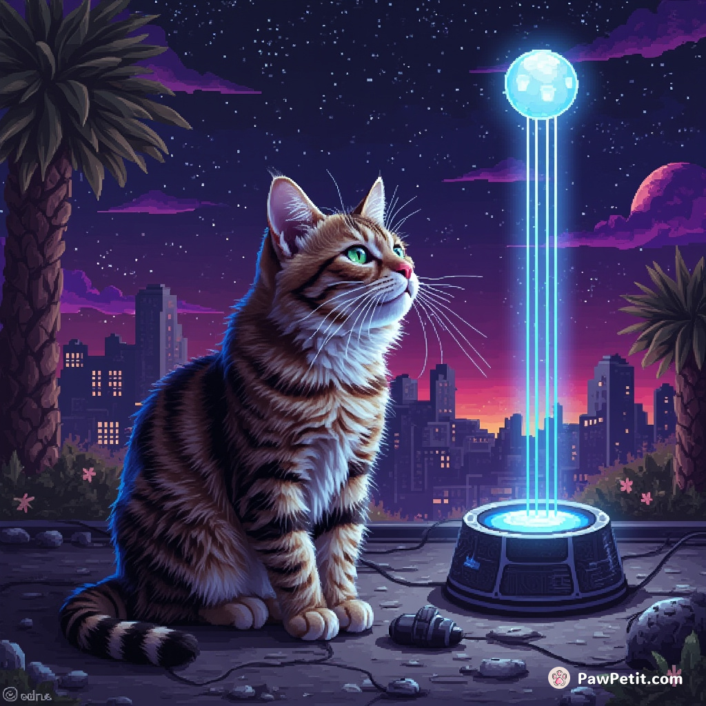 In an ironic twist, a perennially disinterested cat loudly purrs to cancel alien noise signal, saving humankind.
