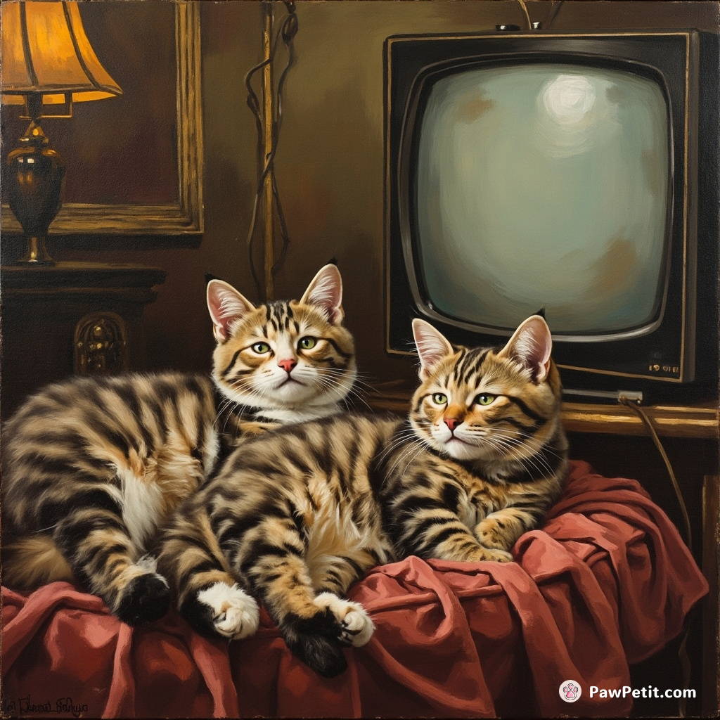 Cats hijack TV broadcasts, broadcasting secret catnip recipes during prime time, while pretending to nap on human laps.