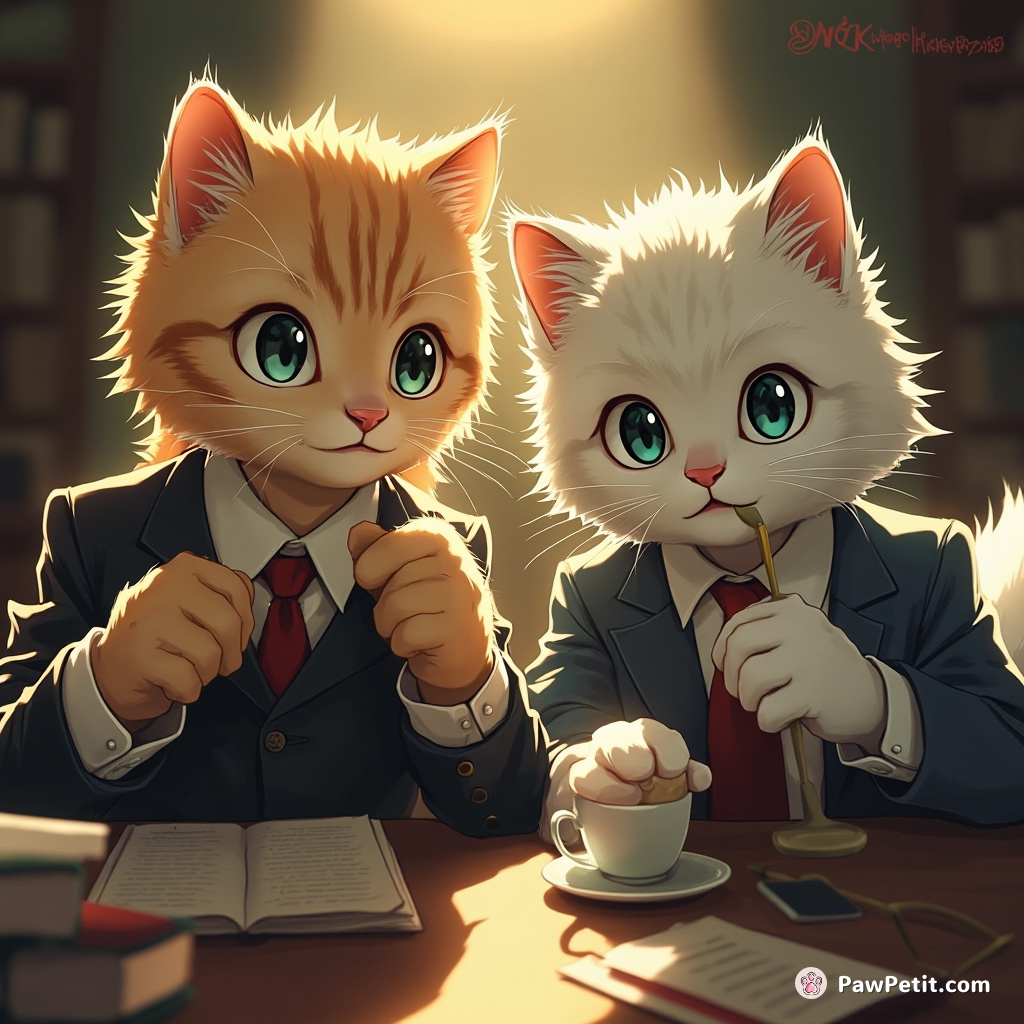 Cats secretly conducted high-level business deals amidst purrs and feline finesse, outmaneuvering their human counterparts with cunning expertise.