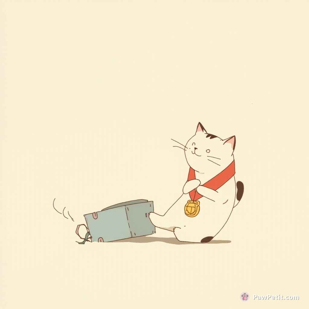 Cat mistakenly awarded medal for stopping runaway baby carriage by pouncing and rolling under it.