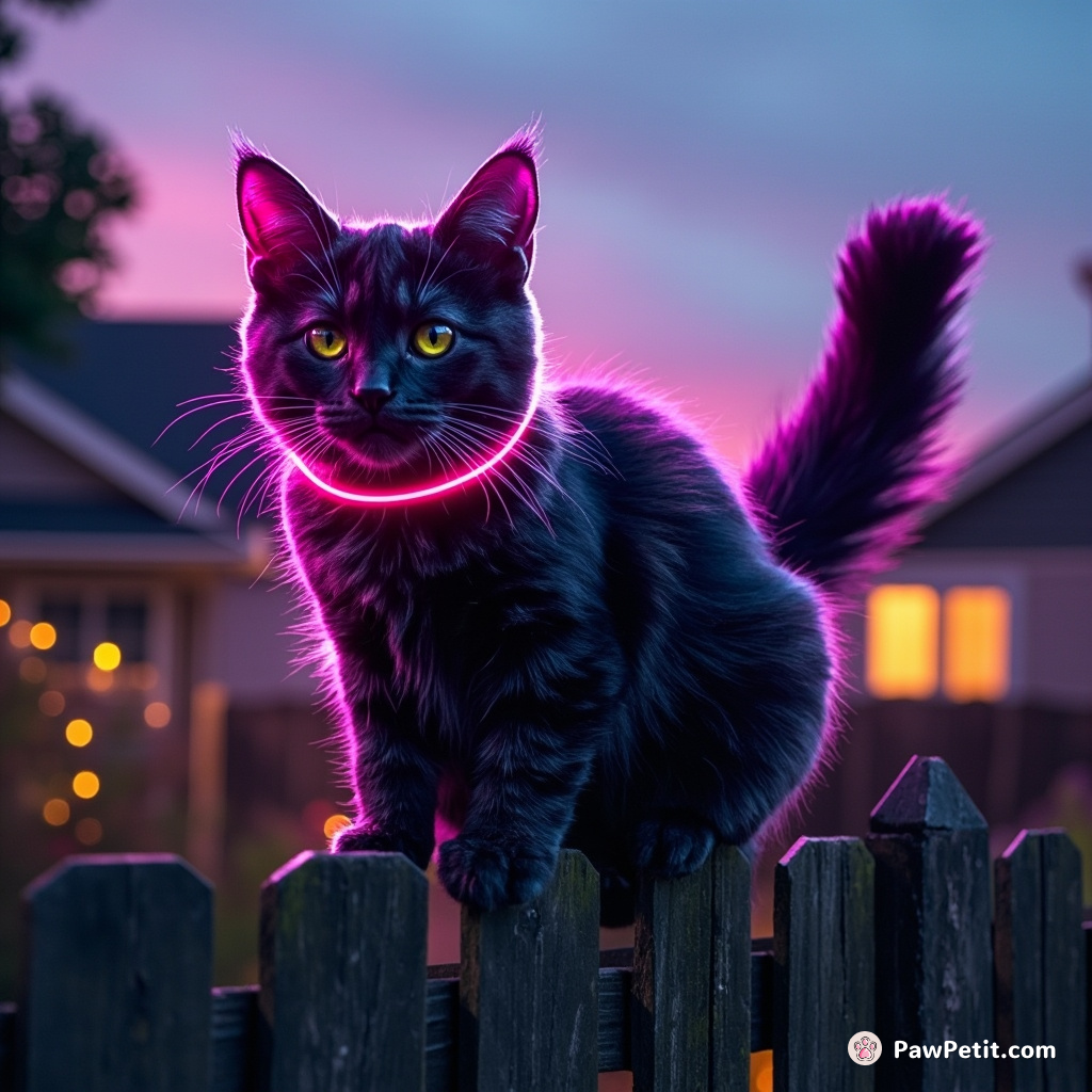 Spy-cat Dash stealthily launched atop the backyard fence, tailhelicopter-churning, hosting the neighborhood BBQ like a true sizzling conqueror.