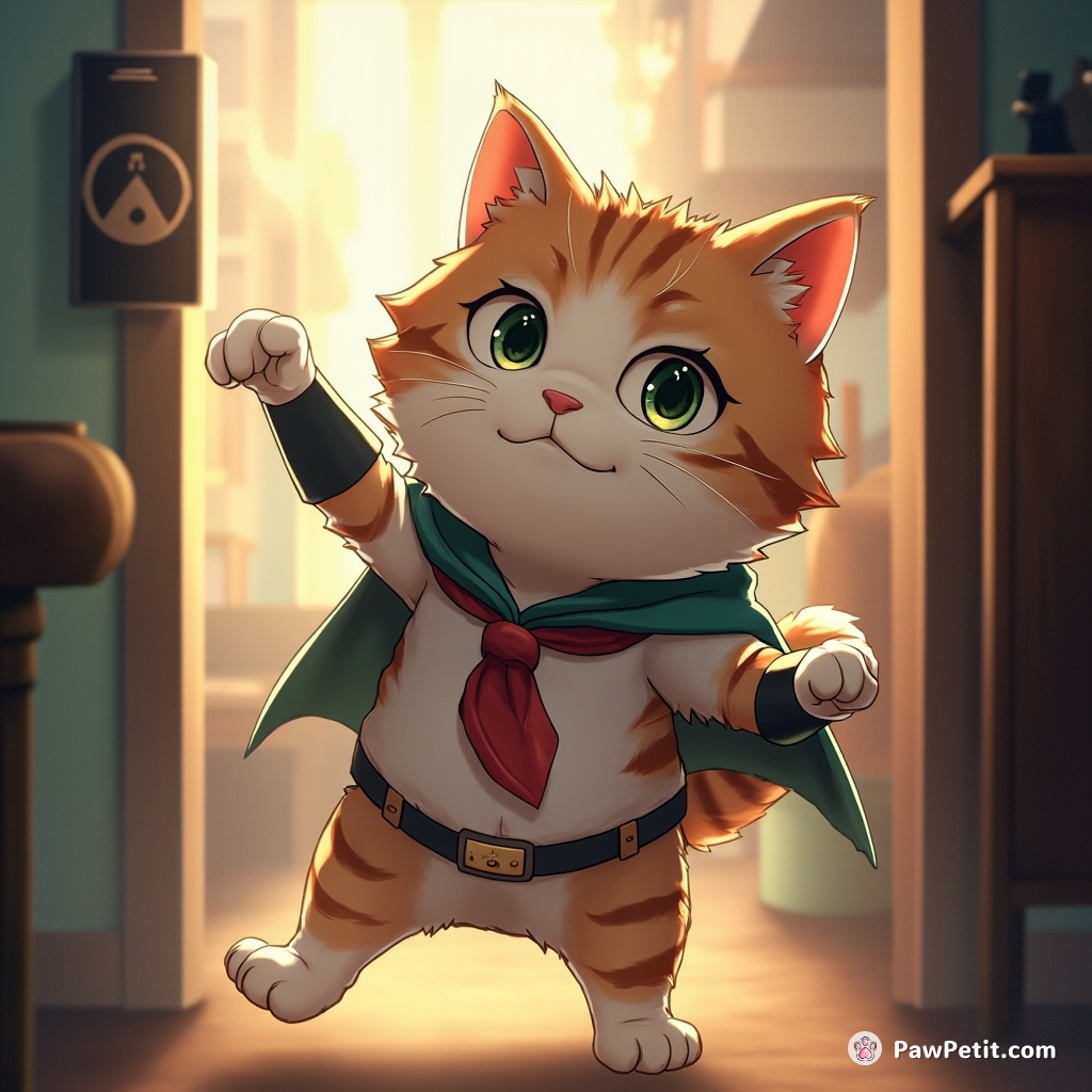 A cat accidentally hailed as a hero for thwarting a robbery by triggering a security alarm with a playful swipe.
