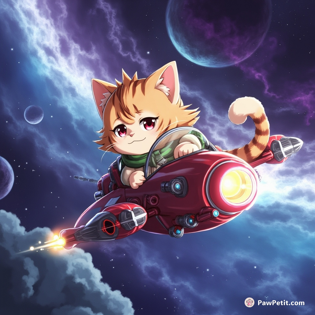 Whiskers purrs, piloting the quantum-mechanical hovercraft through a swirling nebula with a flick of her tail.