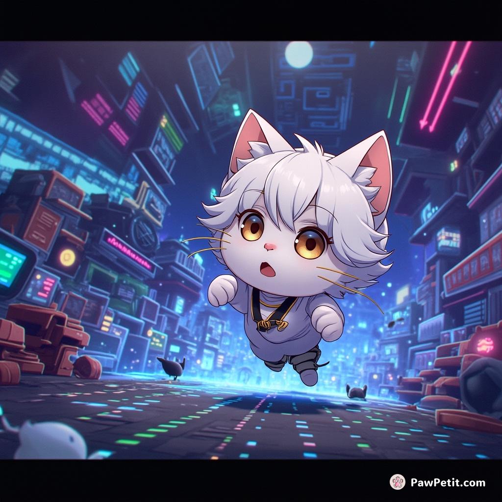 In a pixelated cosmos, Tabby manipulated code lines with her agile paws, materializing holographic mice for endless chases.