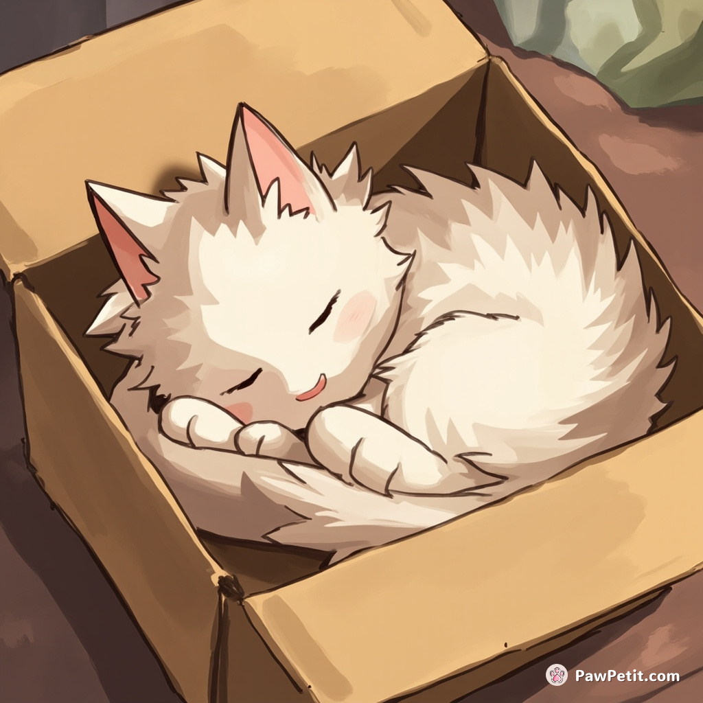 Curled up in a cardboard box, purring, convinced it's a human's throne room.