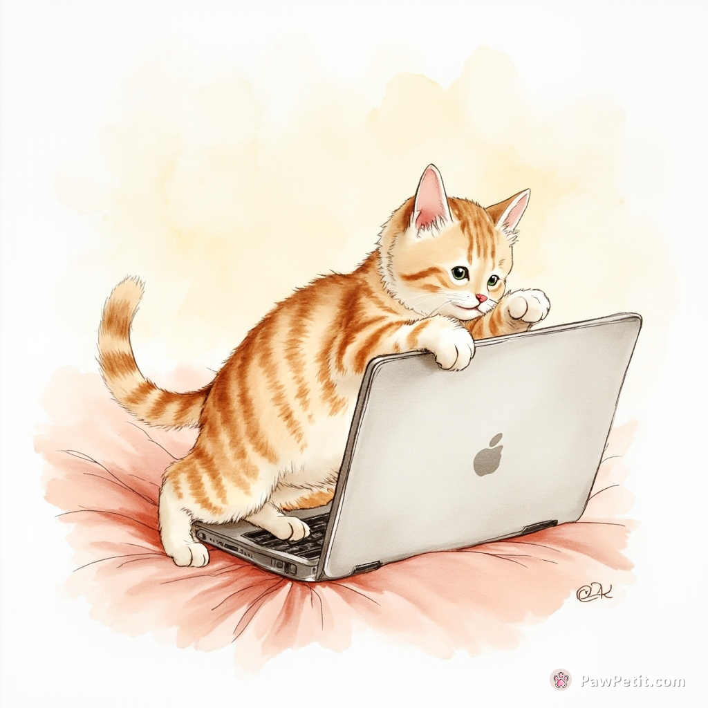 Cat pounces on a laptop, thinking it's a warm, moving bed.