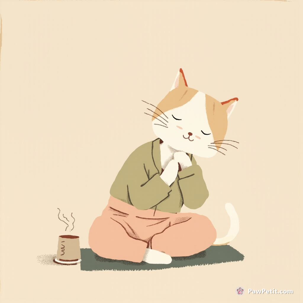 Whiskers perfecting a feline yoga twist, grasping coffee with dainty paw during her morning Netflix binge-athon.