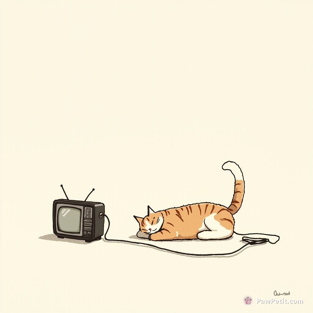 Cat inadvertently dislodges cable during napping, silencing dictatorial broadcast and triggering a populist uprising; hailed as liberator.