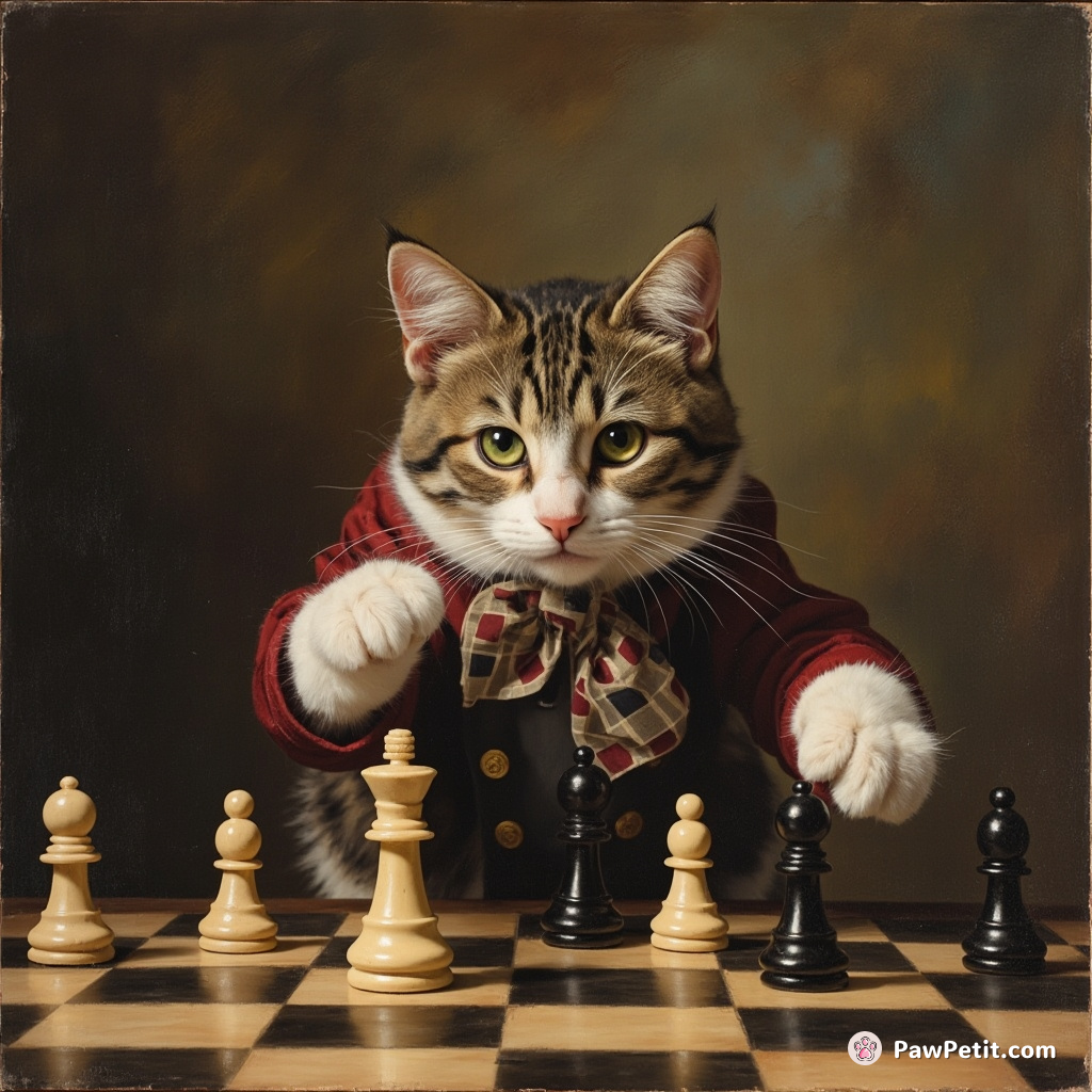 Through an odd twist, beguiling alley cat Binx is mistaken for a literal chess champion due to dynamic paw swats.