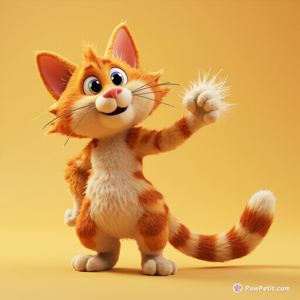 The cat defiantly swipes its paw, trying to unmask the "strangely hairless fellow cats" she believes humans to be.