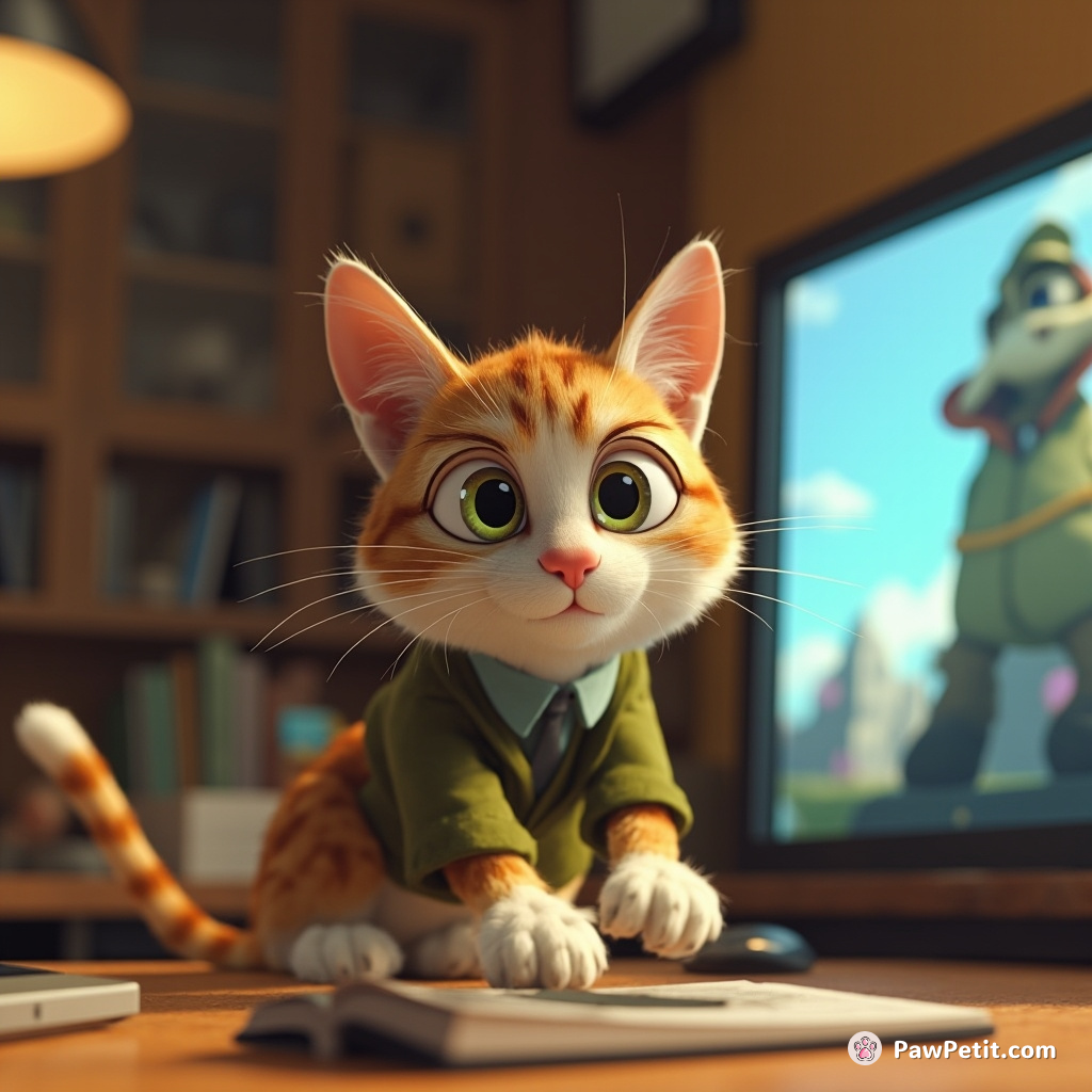 Cat impersonates boss via zoom meeting, hilarity ensures as it relentlessly chases the mouse pointer on the screen.