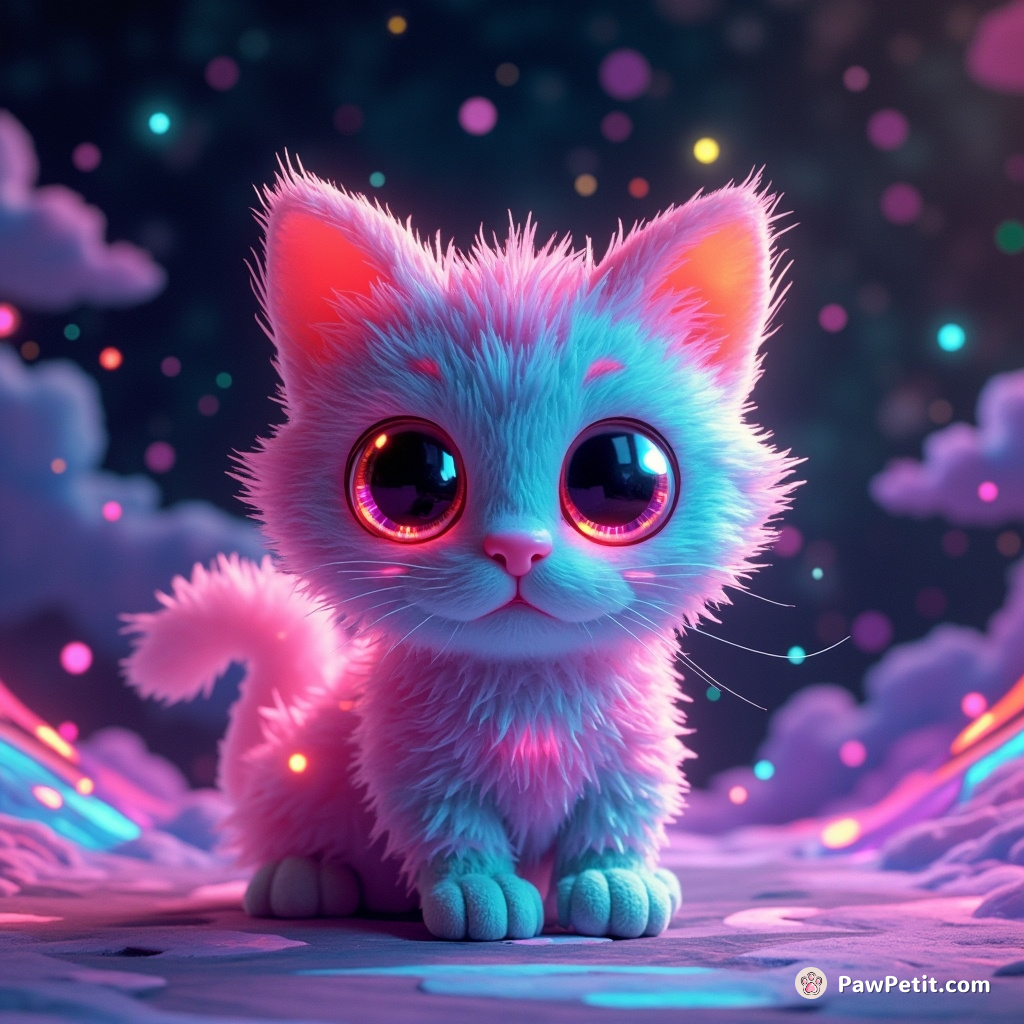 In Pixel Purradise, cyberspace feline Orion unlocks pixelated realms with swirls of his kaleidoscopic fur, weaving IoT rainbows.