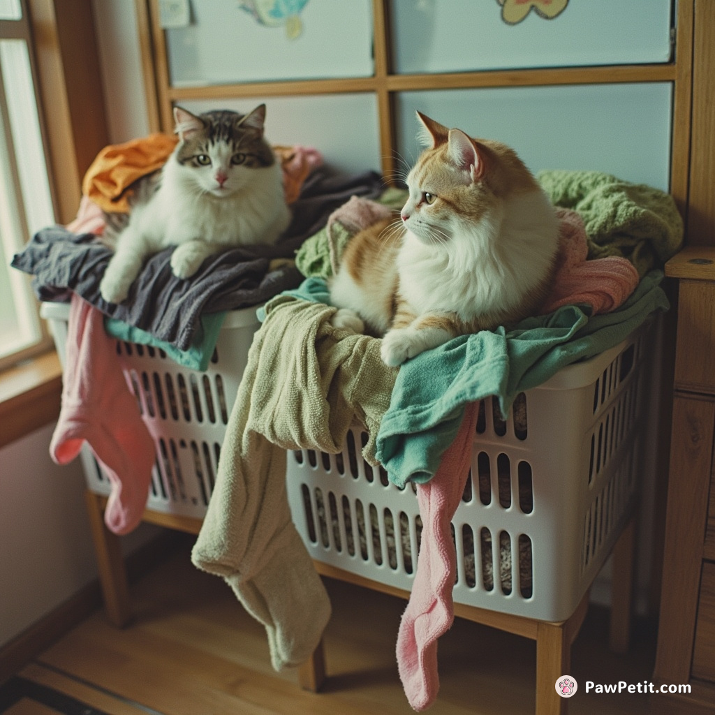 Cats stealthily pilfer socks from laundry baskets while humans remain blissfully unaware of their feline roommates.