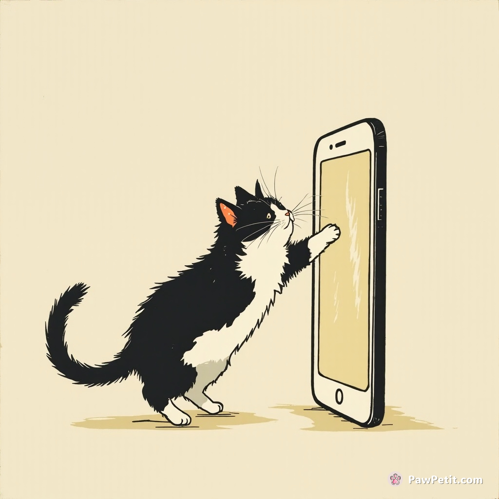 **Situation:** A cat mistakes a smartphone for a magical portal.

**Action:** The cat swats at the screen, believing it’s chasing humans into a digital abyss.