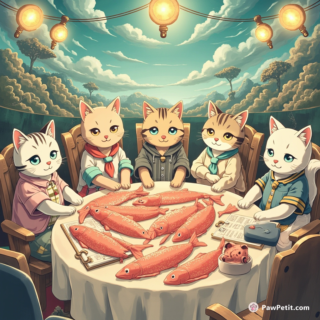 In this obstreperous future, cats urgently assemble in Fish Councils, making binding decisions over fish rationing to humans.