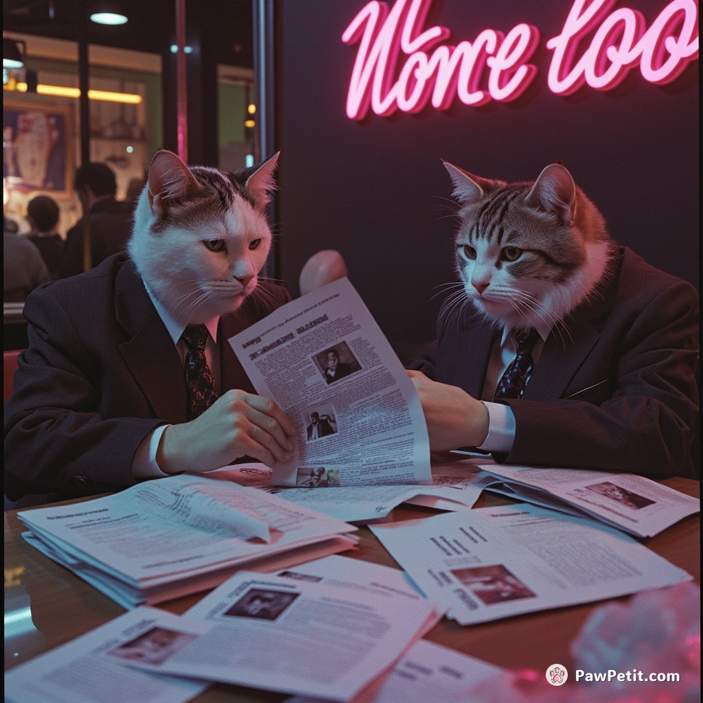 Cats sprang to action, swapping politician's top-secret document with colorful cat memes during a covert meeting.