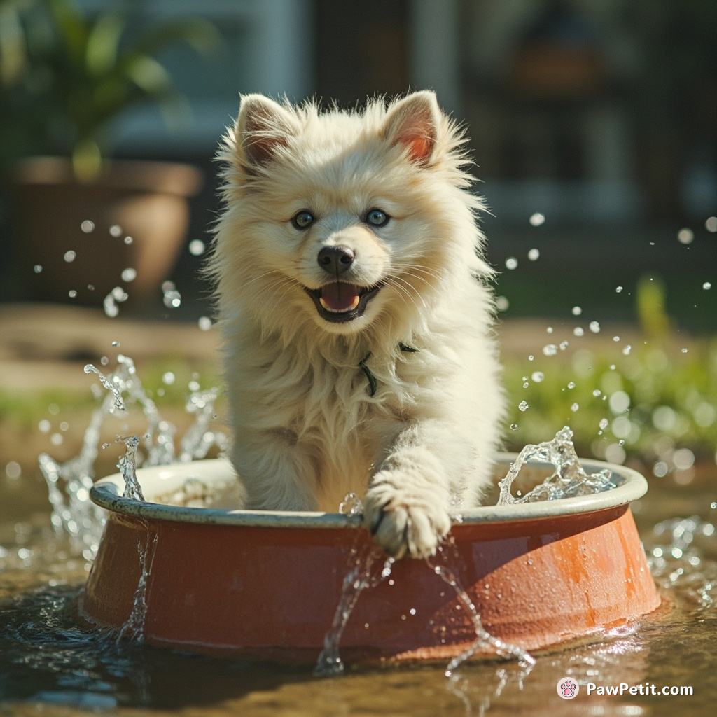 Heralded as lifeguard, Fluffy fearlessly dives water bowls daily, misunderstanding heroics stemming from his abnormal puddle jumping habit.