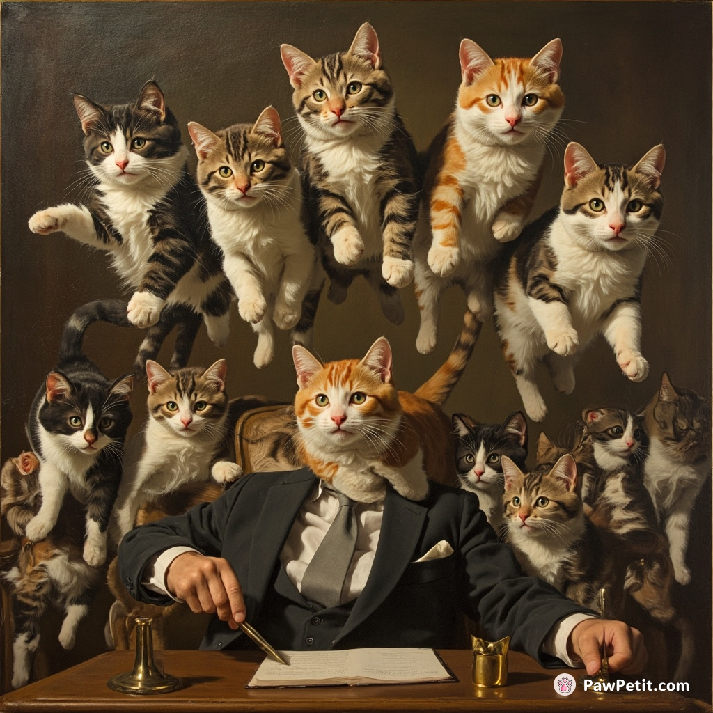 In this chaotic future, legislative sessions are defined by cats pouncing on decisions backed by majority purrs.