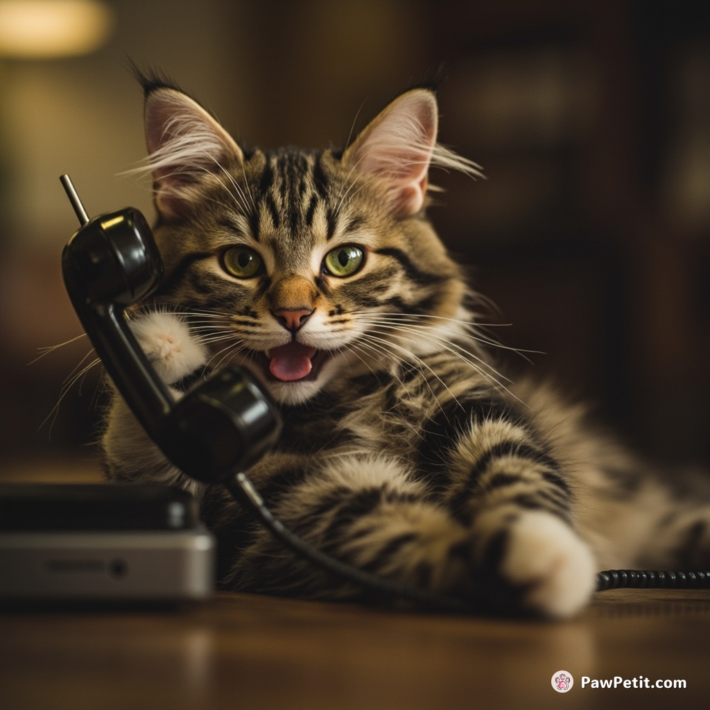 In a wild scramble of absurdity, the cat mistakenly dials 911 while frantically tangling its paws on a smartphone.