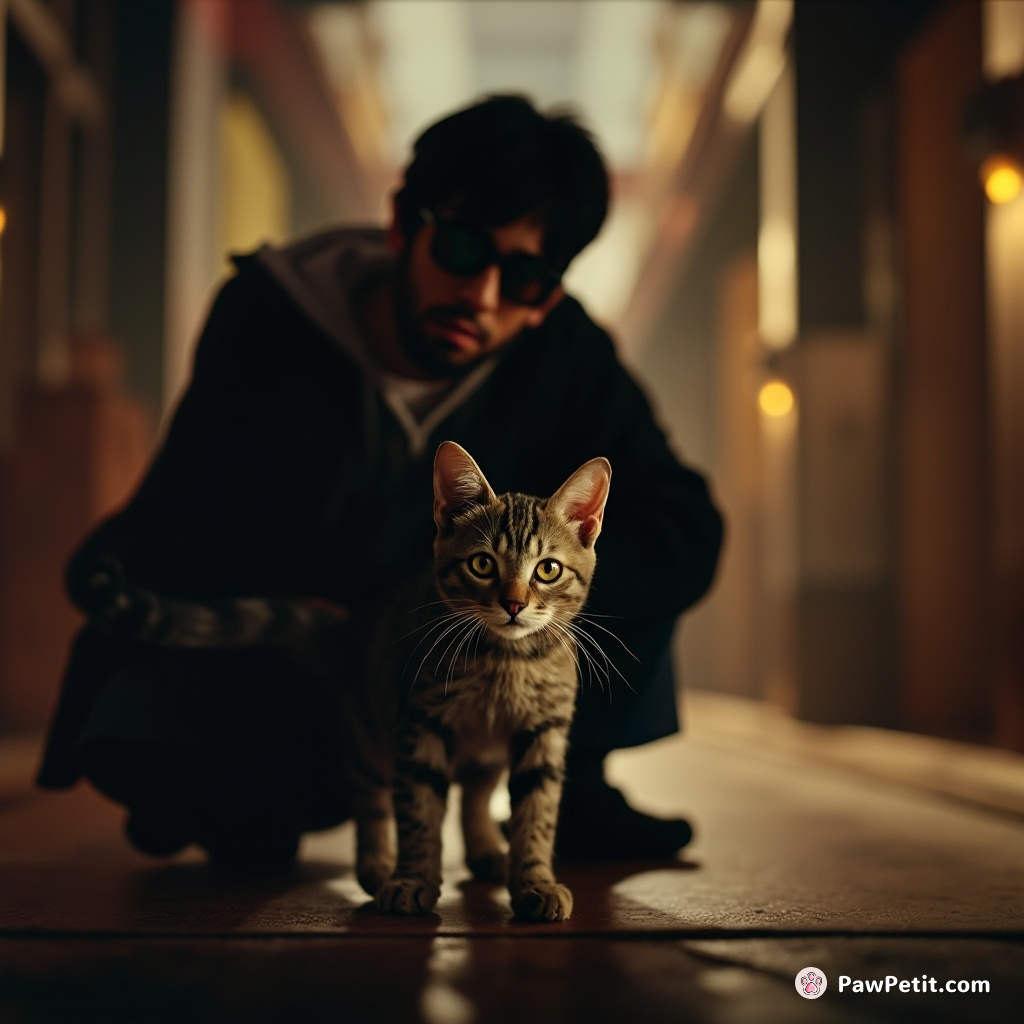 Cats silently creep behind humans, mimicking their every move like shadow ninjas.