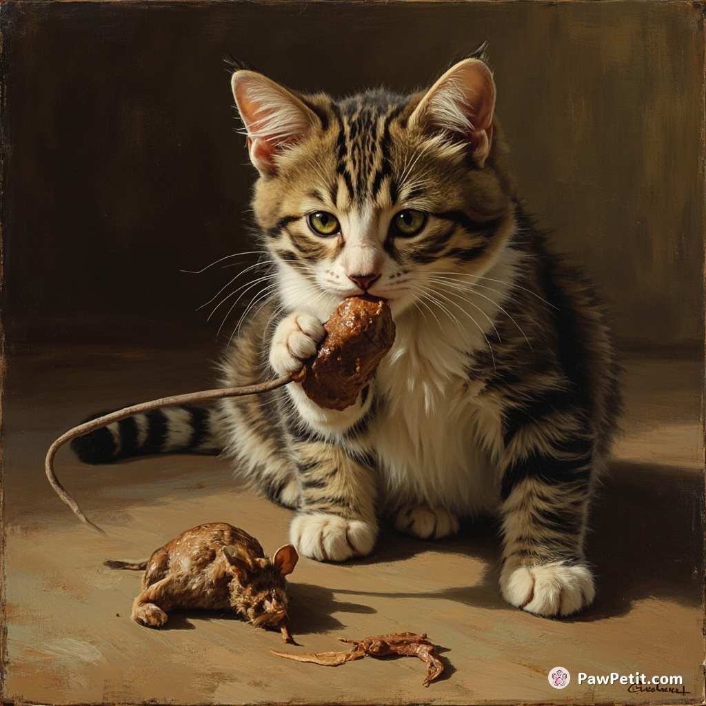 Cat brings owner a dead mouse, thinking it's a human delicacy.