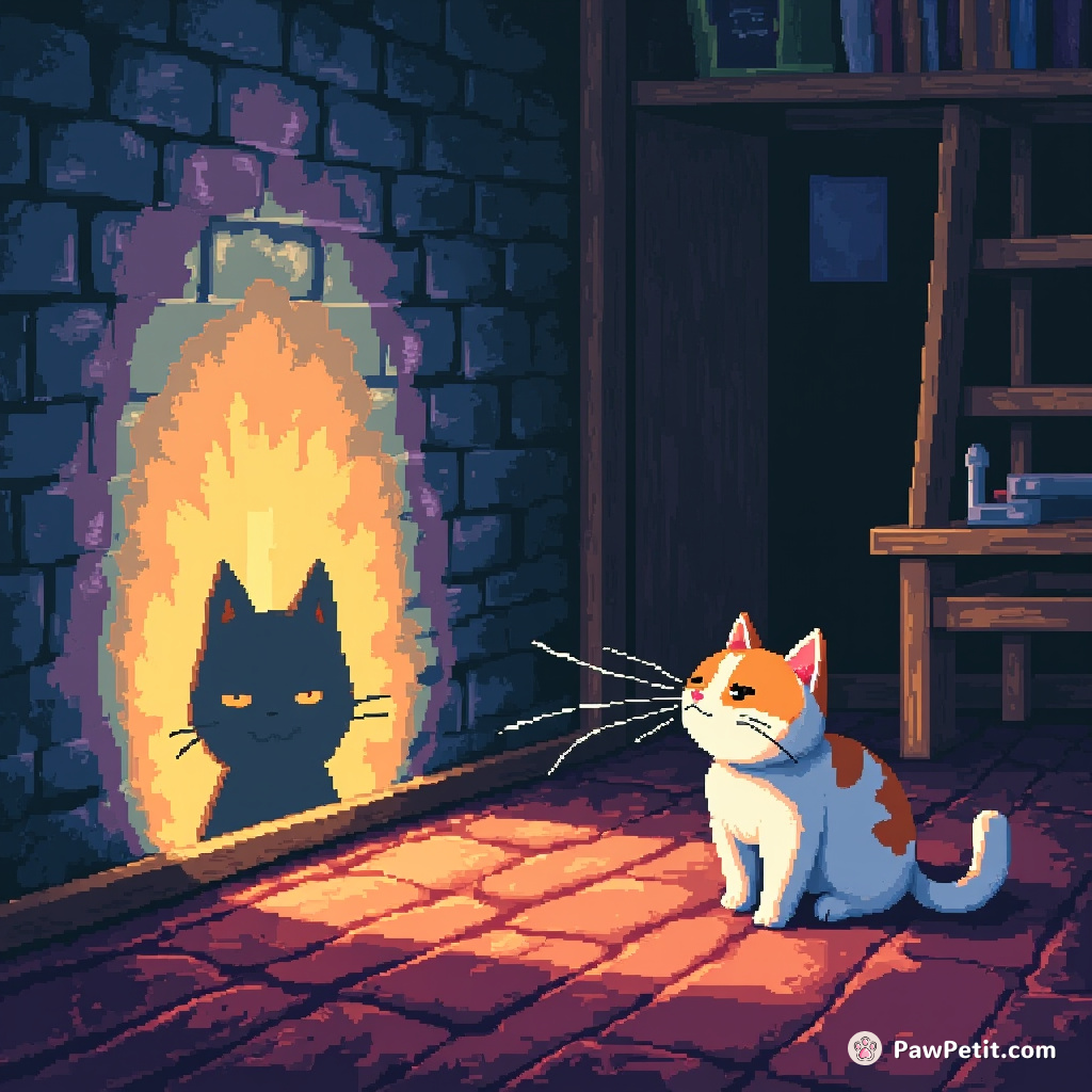 The cat swats at a shadow, convinced it's a mystical portal to human emotions.