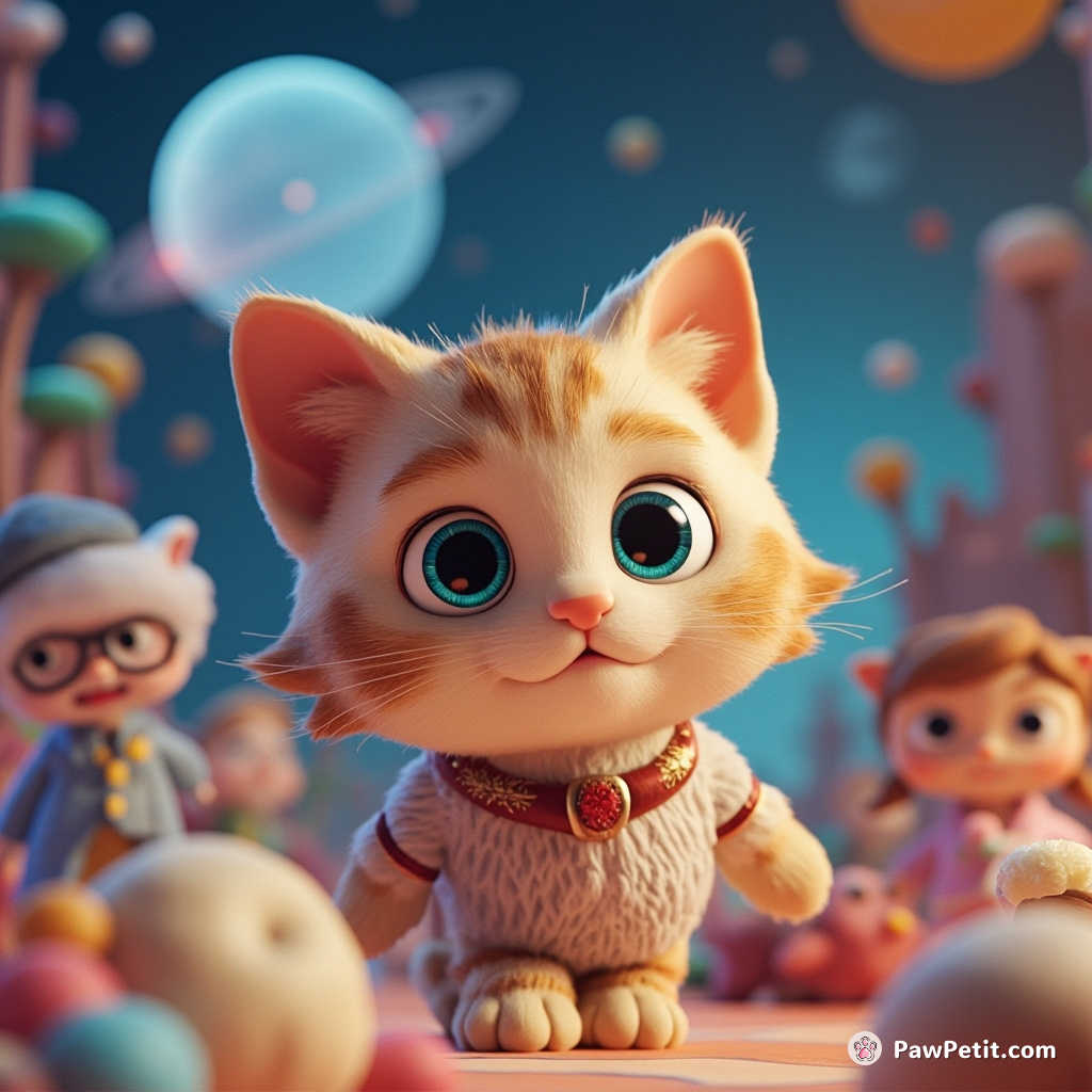 In a parallel universe, a cat challenges humans to a staring contest, winking only once every hour.