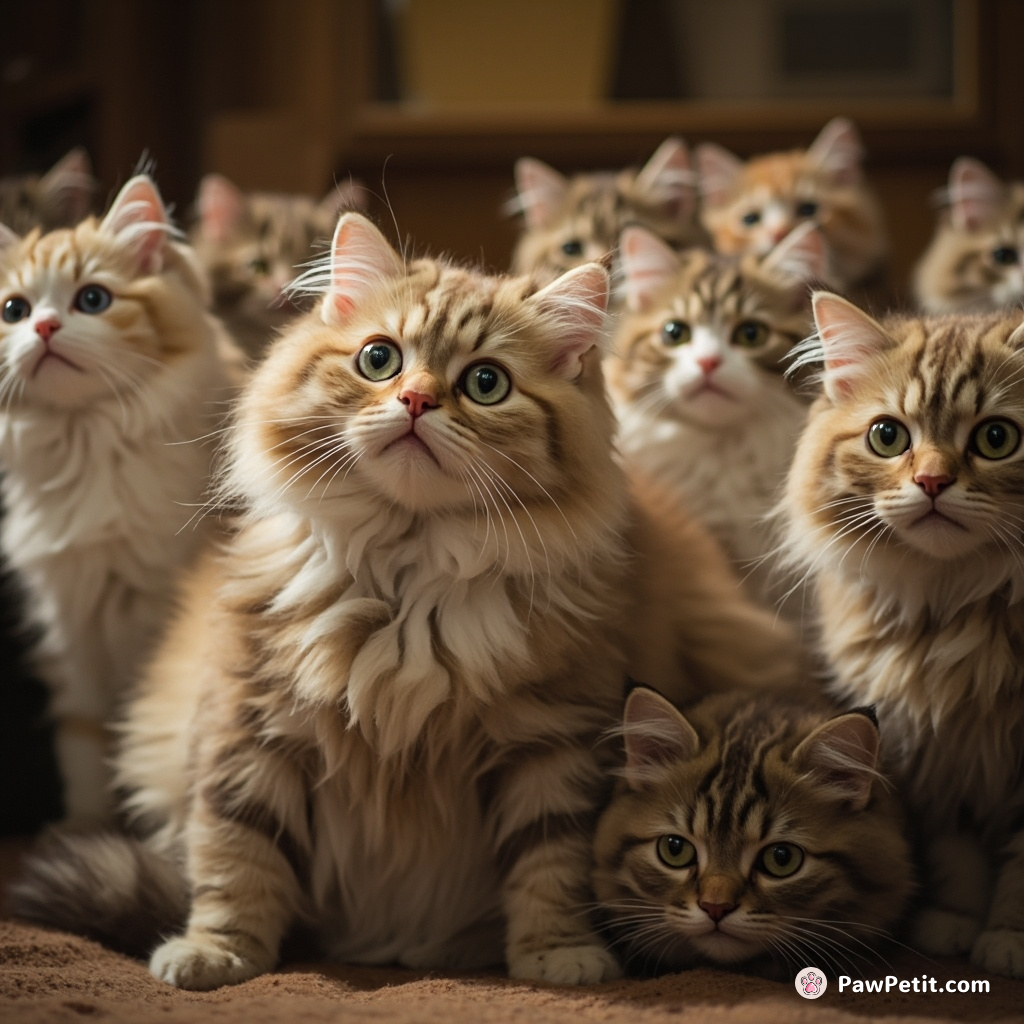 **Cat Action/Motion:** "Cats convene global summit, declaring humans as their official caretakers.