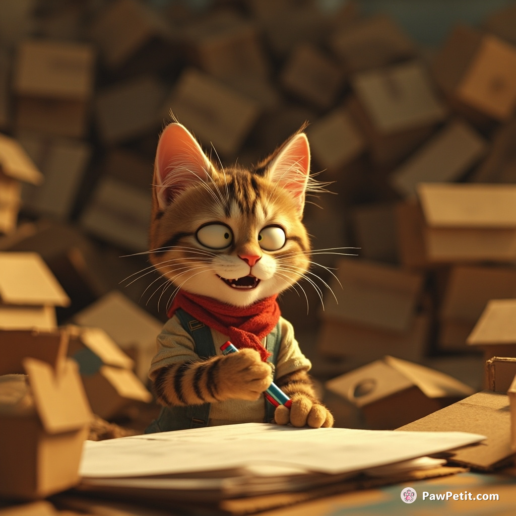 Cat scribbles diary furiously, disillusioned with humans' obsession towards empty cardboard boxes over the intricacies of string theory.