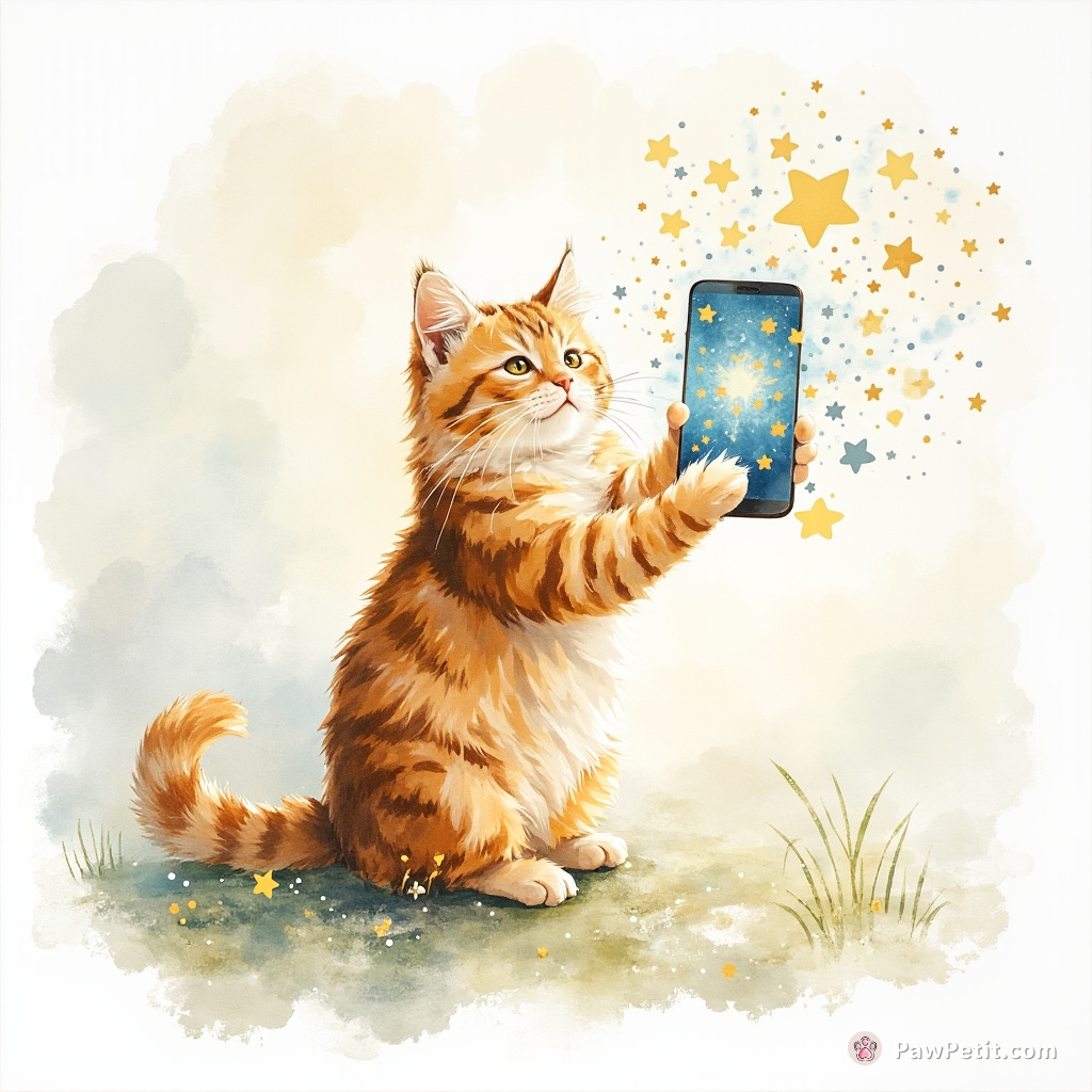 Cat swats at a smartphone screen, thinking it's a portal to another world.