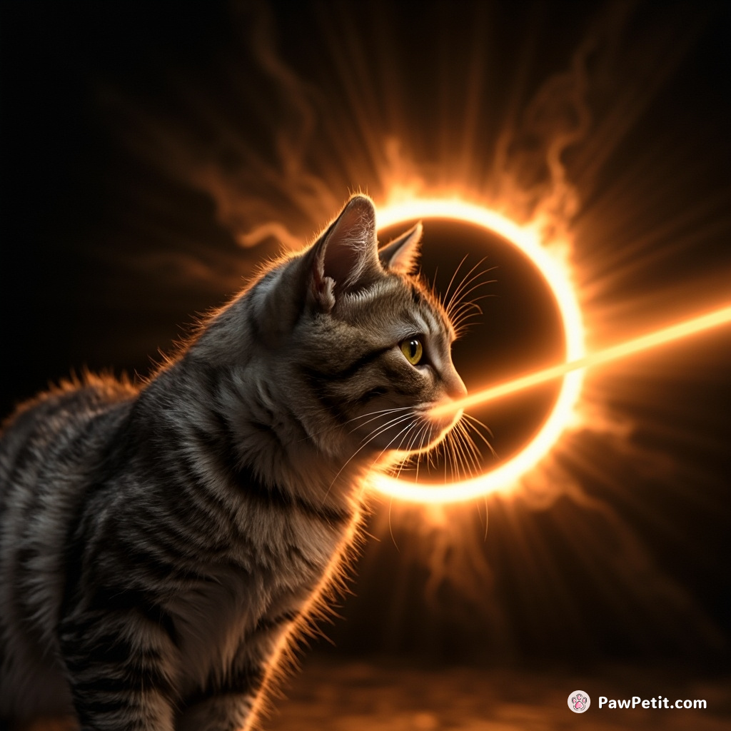 Whiskers the cat, crowned champion for batting a laser pointer during a solar eclipse, ignites a global movement.