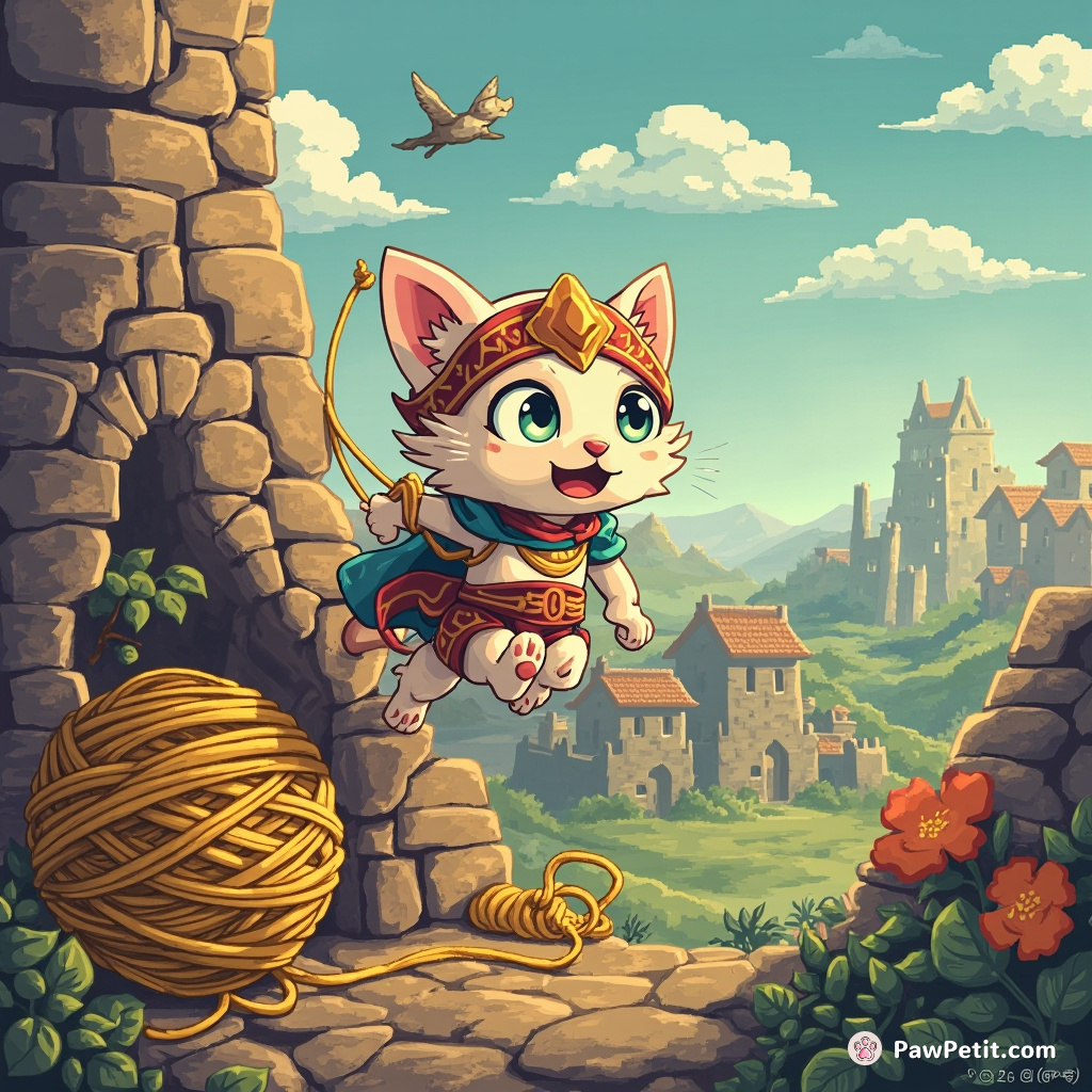 In Cat Kingdom, brave feline Pixie undertakes a dangerous quest, pouncing and climbing to retrieve the priceless Golden Yarn".