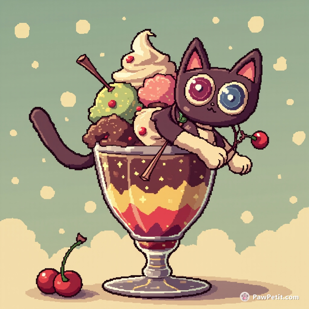 In a feline heist, cat Play-Doh rappels down a sundae, deftly snagging the precious cherry – amping up the purrsuit.