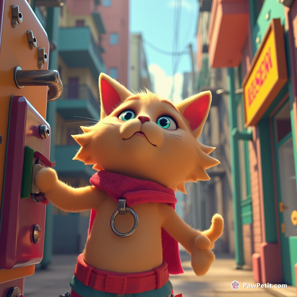 A cat triggers a master power switch, unknowingly preventing a city-wide blackout, hailed as an unsung electrical superhero.