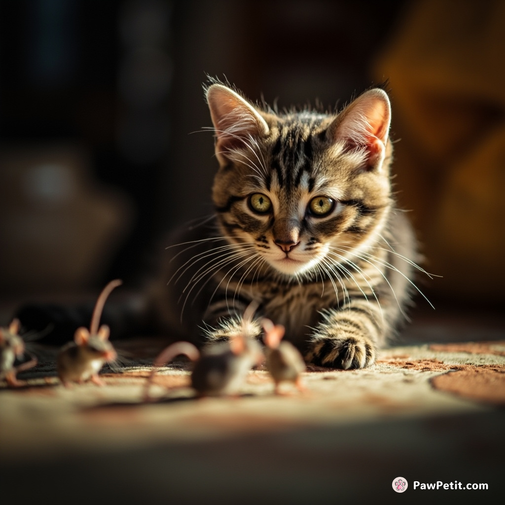 The cat believes humans are giant mice, constantly plotting to steal its food, and swats at their shadows.