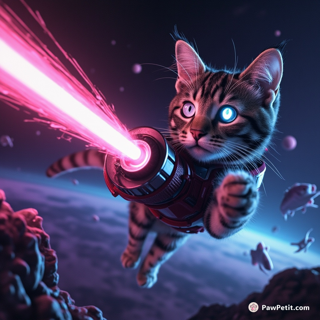 Alien tractor beam commandeered by tabby, Major Whiskers, telekinetically flicking switch; makes fish leap from Earth's oceans to Mars.